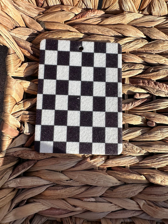 Black and White Checkered Reusable Car Scent