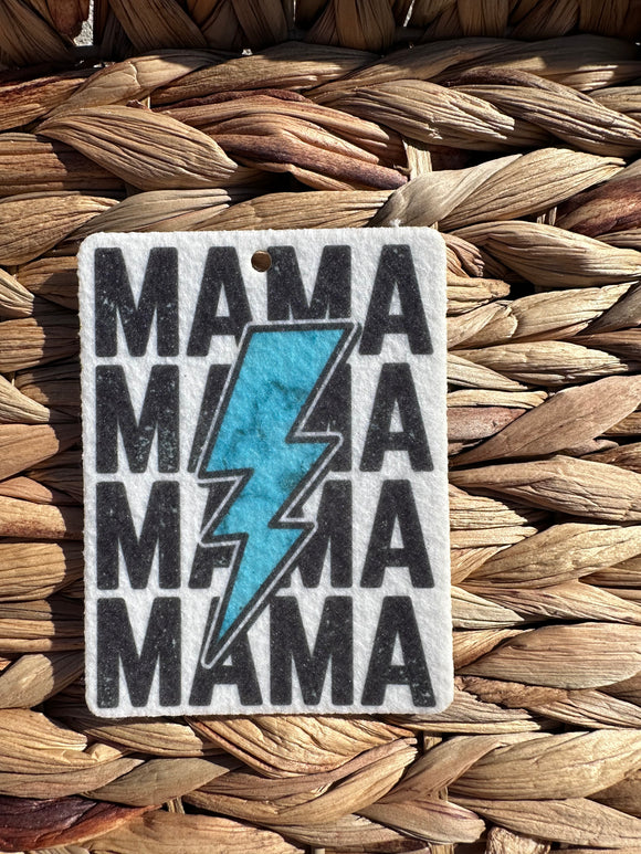 Mama Turquoise Lighting Bolt Reusable Car Scent