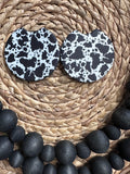 Black and White Cow Print Car Coaster