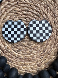 Black and White Checkered Car Coaster