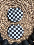 Black and White Checkered Car Coaster