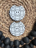 Large Black and White Smiley Face Car Coaster