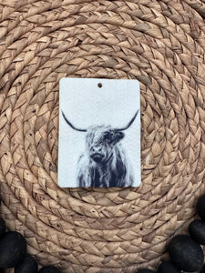 Highland Cow Black and White Reusable Car Scent