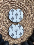 Black and White Cactus Car Coaster