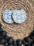 Large Black and White Smiley Face Car Coaster