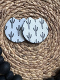 Black and White Cactus Car Coaster